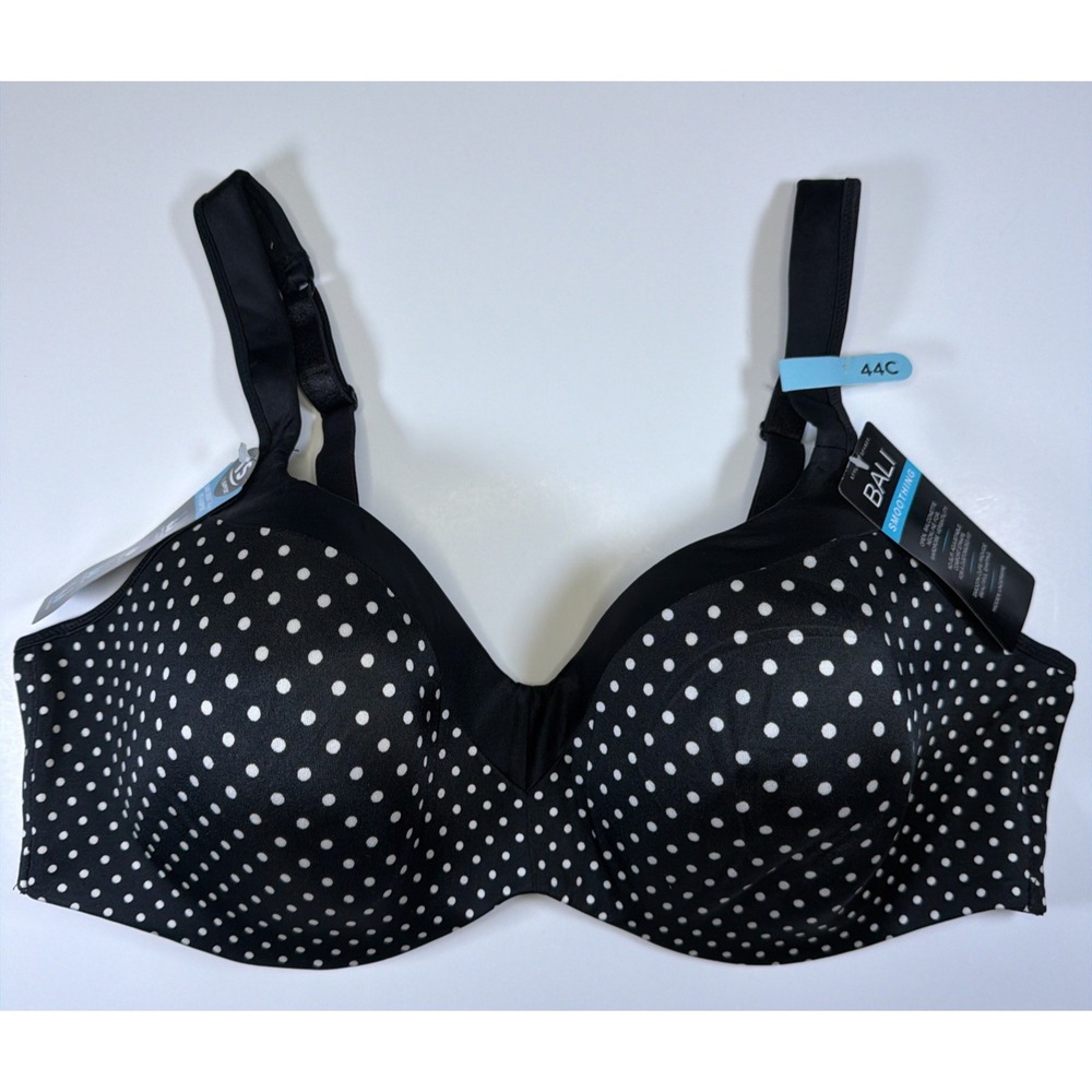 Bali One Smooth U Balconette Underwire Bra DF4823 Black Dot Size 44c NWT